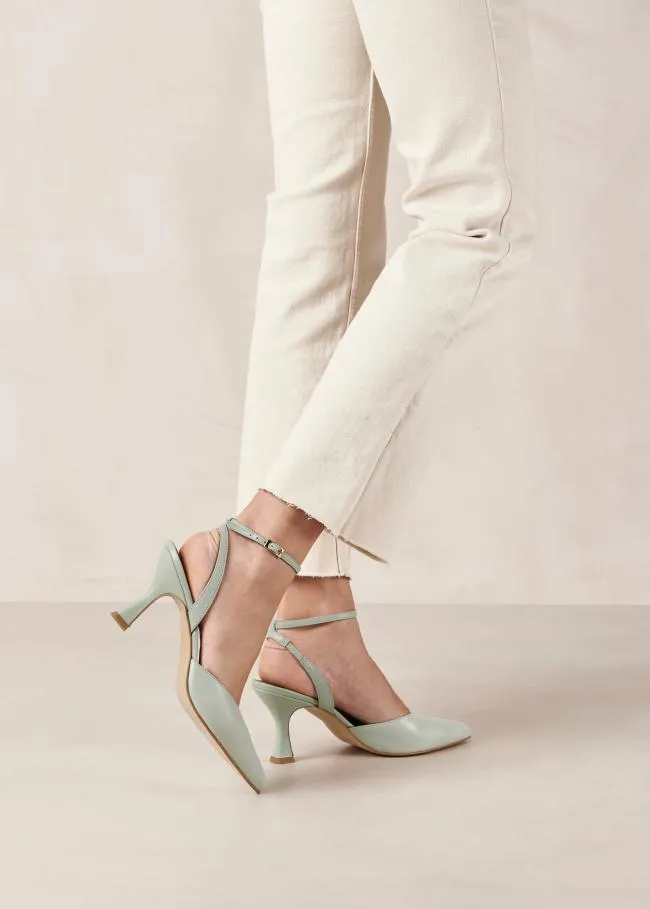 ALOHAS Heels Cinderella 8211 Green Leather Pumps 8211 Women