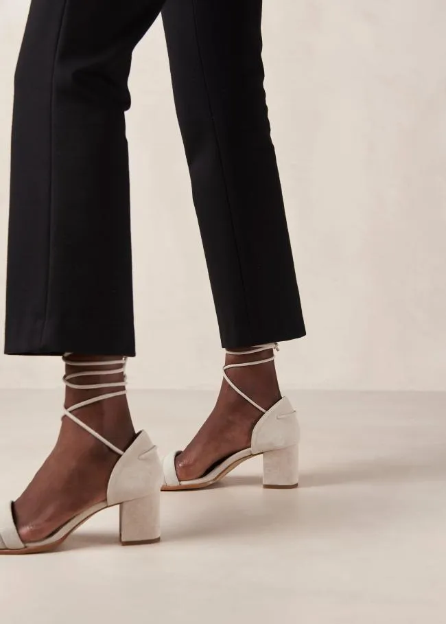 ALOHAS Heels Dakota 8211 White Suede Sandals 8211 Women
