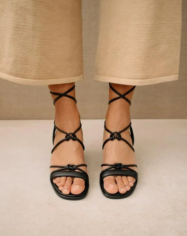 ALOHAS Heels Sophie 8211 Black Vegan Leather Sandals 8211 Women