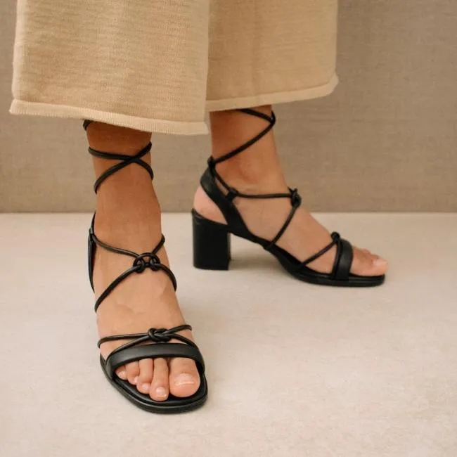 ALOHAS Heels Sophie 8211 Black Vegan Leather Sandals 8211 Women