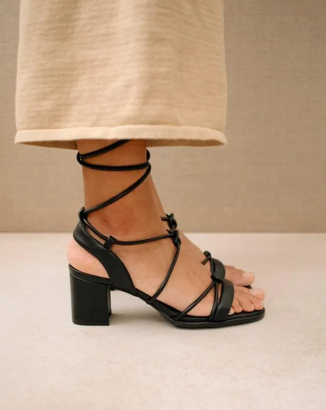 ALOHAS Heels Sophie 8211 Black Vegan Leather Sandals 8211 Women