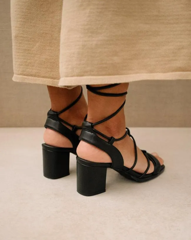 ALOHAS Heels Sophie 8211 Black Vegan Leather Sandals 8211 Women