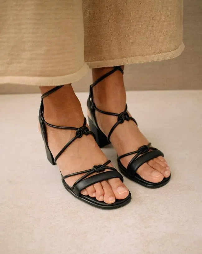 ALOHAS Heels Sophie 8211 Black Vegan Leather Sandals 8211 Women