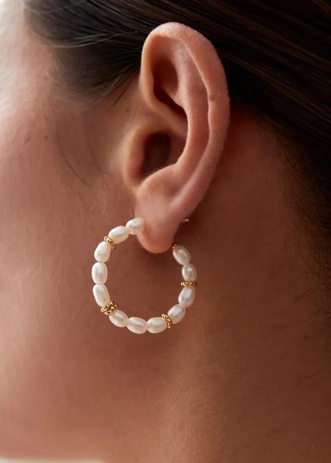 ALOHAS Jewelry Addie 8211 Pearl Hoop Earrings 8211 Women