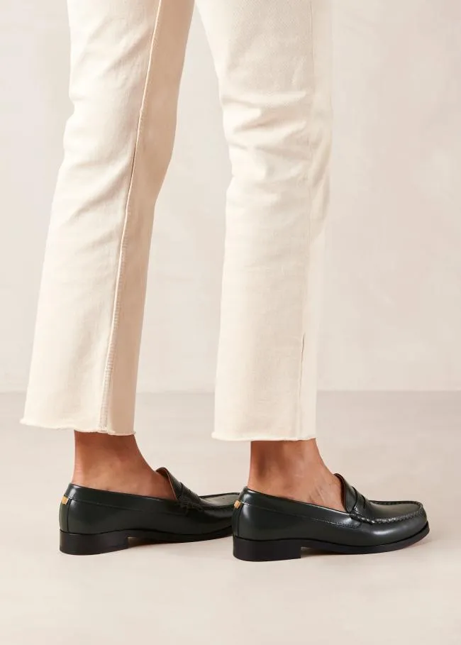 ALOHAS Loafers Rivet 8211 Green Leather Loafers 8211 Women