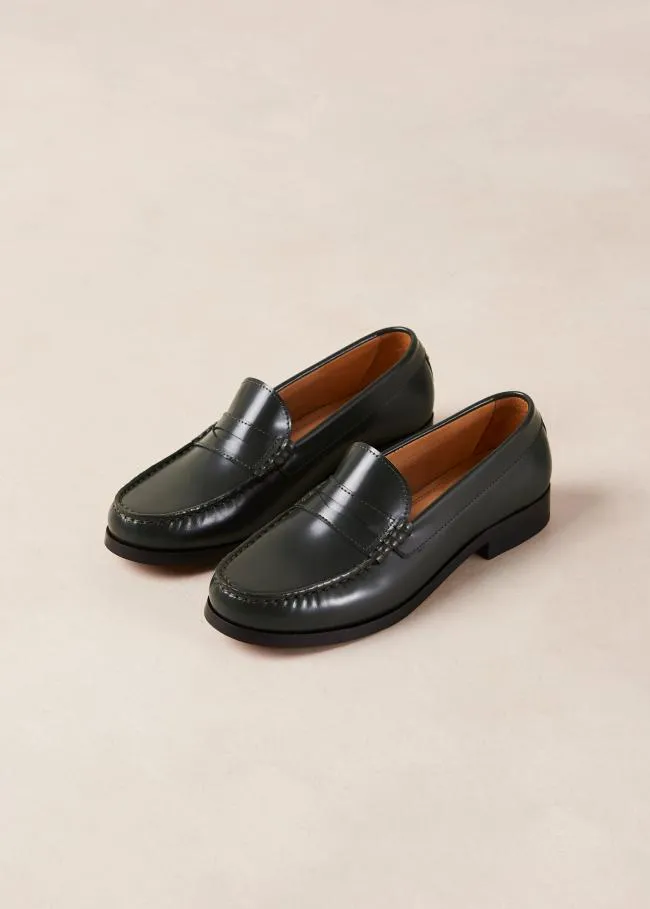 ALOHAS Loafers Rivet 8211 Green Leather Loafers 8211 Women