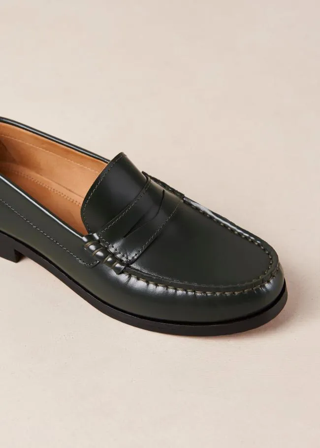 ALOHAS Loafers Rivet 8211 Green Leather Loafers 8211 Women