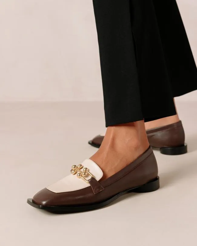 ALOHAS Loafers Spotlight 8211 Cream And Brown Leather Loafers 8211 Women