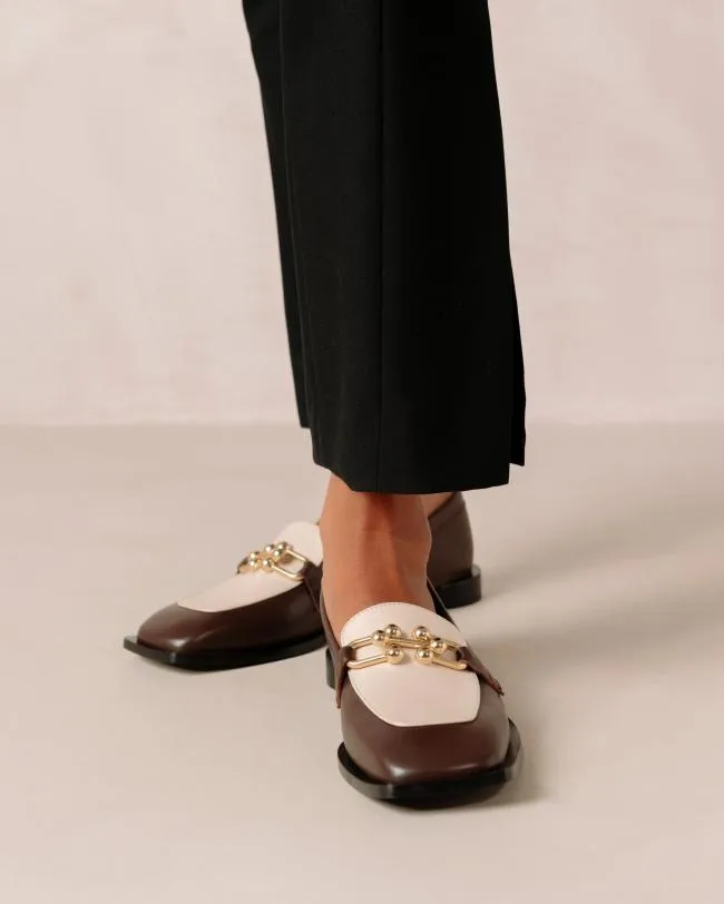 ALOHAS Loafers Spotlight 8211 Cream And Brown Leather Loafers 8211 Women
