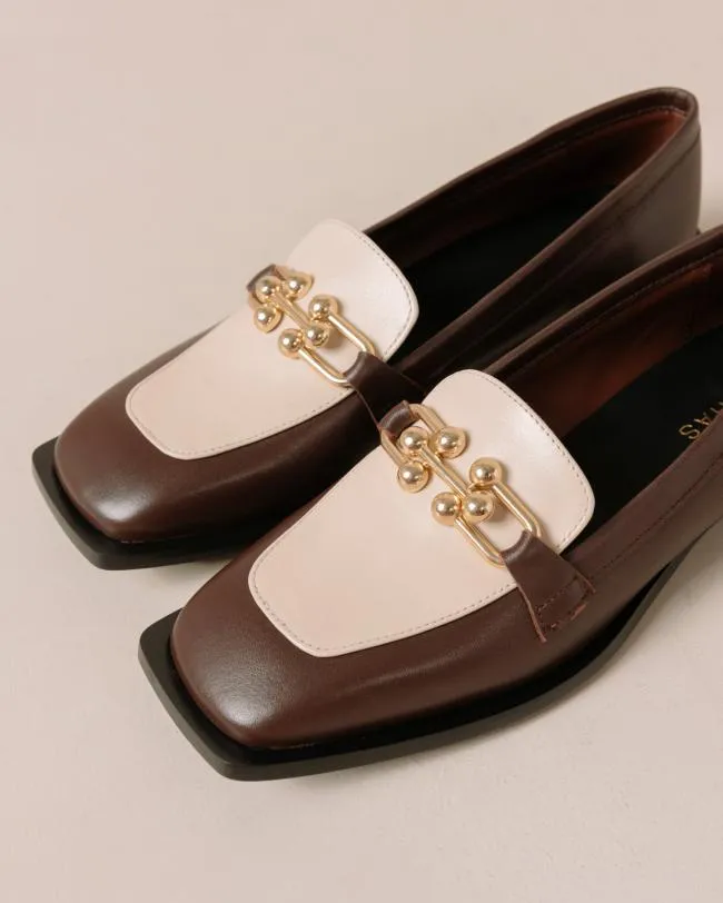 ALOHAS Loafers Spotlight 8211 Cream And Brown Leather Loafers 8211 Women