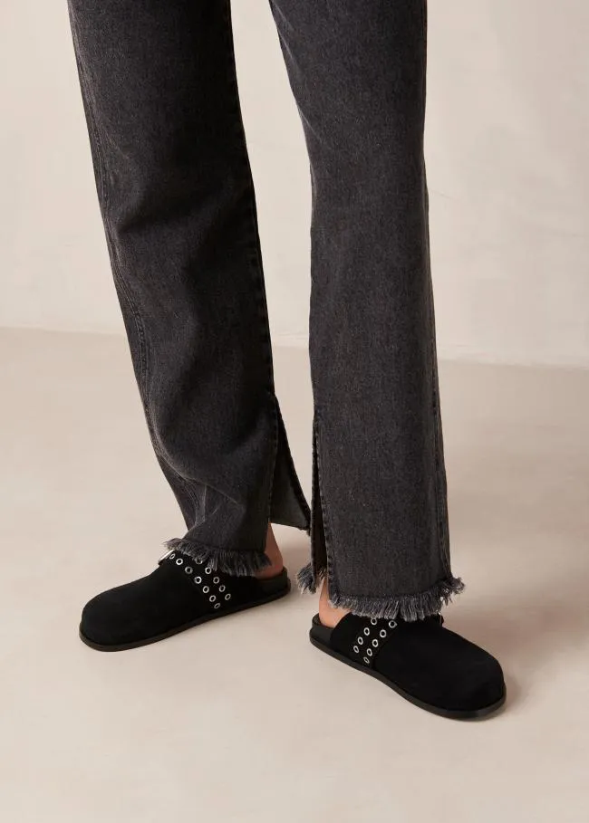 ALOHAS Mules Halia 8211 Black Suede Clogs 8211 Women