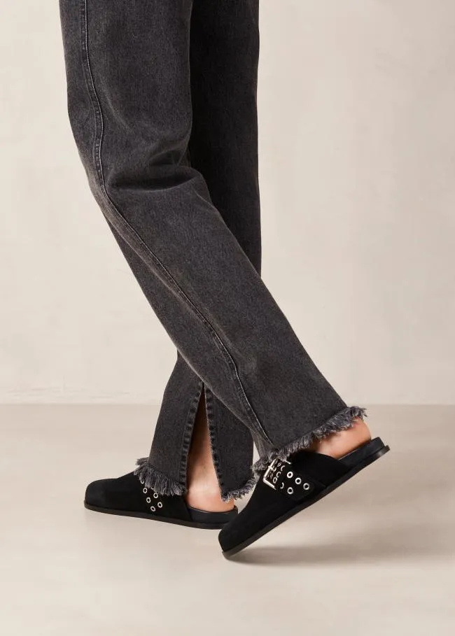 ALOHAS Mules Halia 8211 Black Suede Clogs 8211 Women
