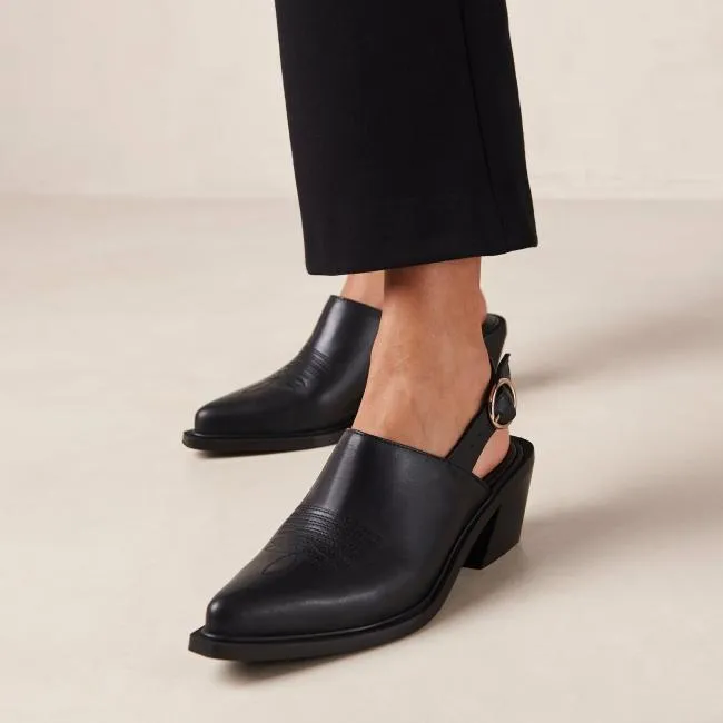 ALOHAS Mules Jet 8211 Black Leather Mules 8211 Women