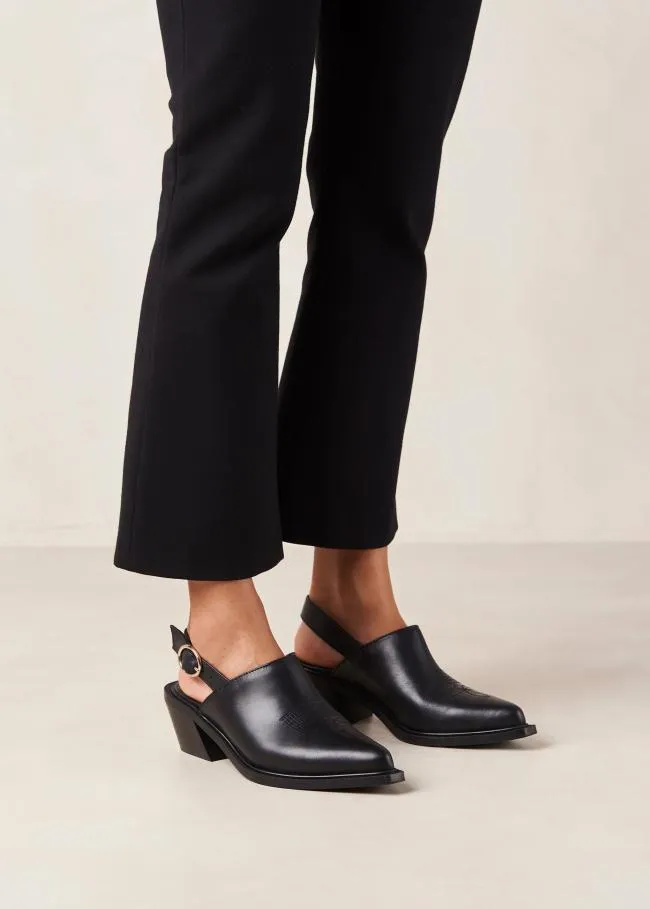 ALOHAS Mules Jet 8211 Black Leather Mules 8211 Women
