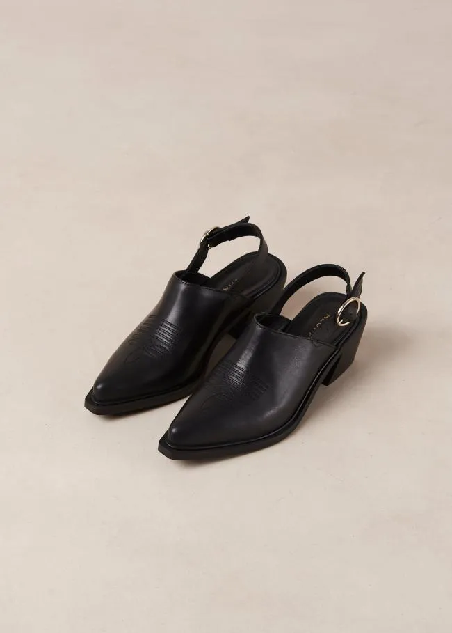 ALOHAS Mules Jet 8211 Black Leather Mules 8211 Women