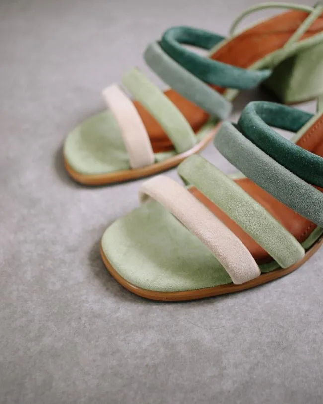 ALOHAS Mules Letizia 8211 Green Suede Sandals 8211 Women