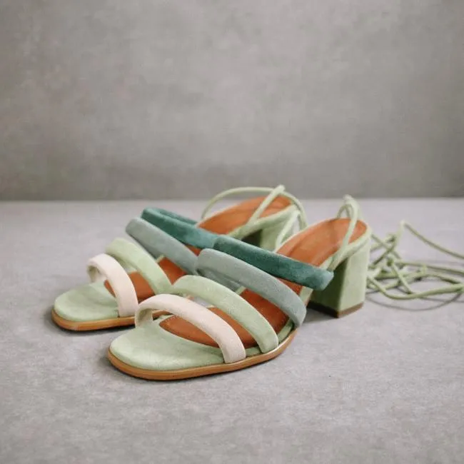 ALOHAS Mules Letizia 8211 Green Suede Sandals 8211 Women