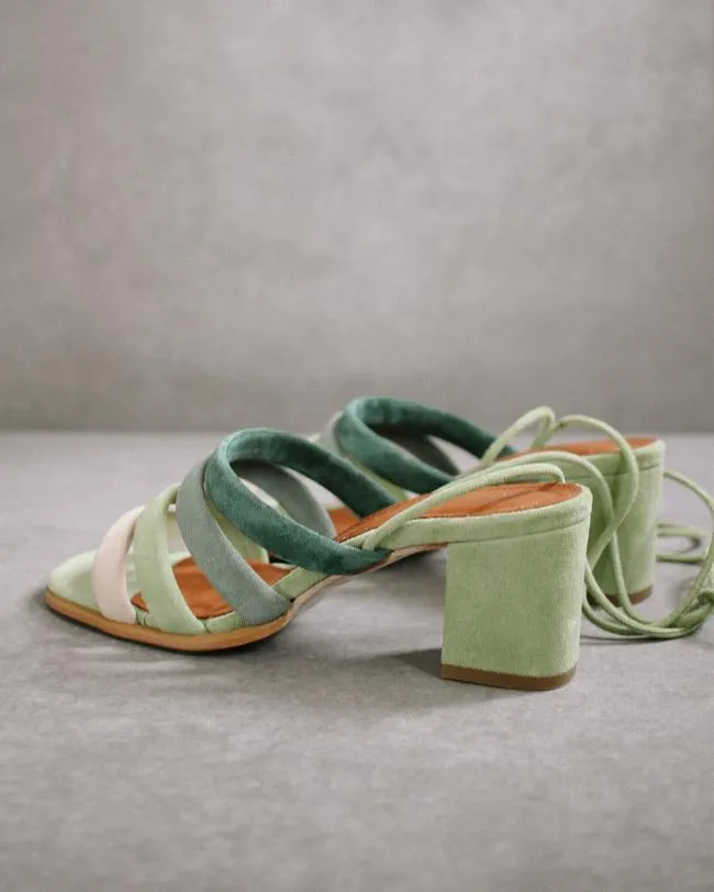 ALOHAS Mules Letizia 8211 Green Suede Sandals 8211 Women