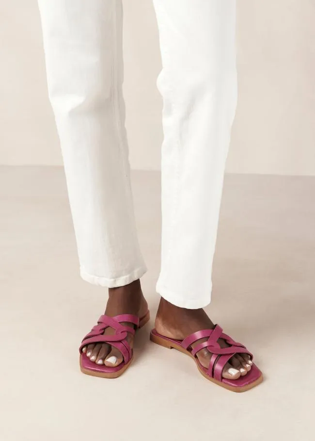 ALOHAS Mules Pad 8211 Pink Leather Sandals 8211 Women