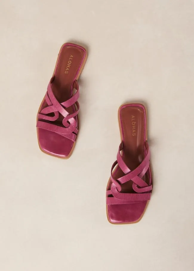 ALOHAS Mules Pad 8211 Pink Leather Sandals 8211 Women