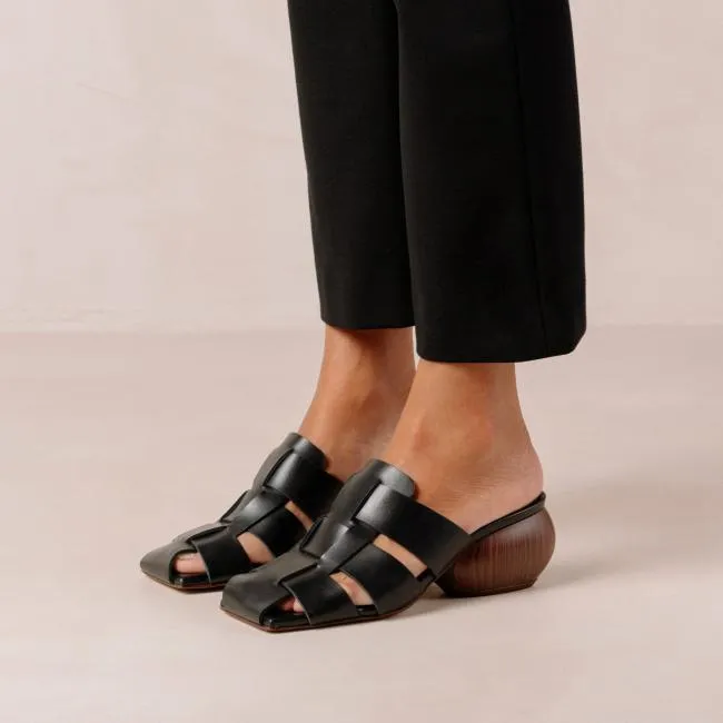 ALOHAS Mules Ruby 8211 Black Woven Leather Mules 8211 Women