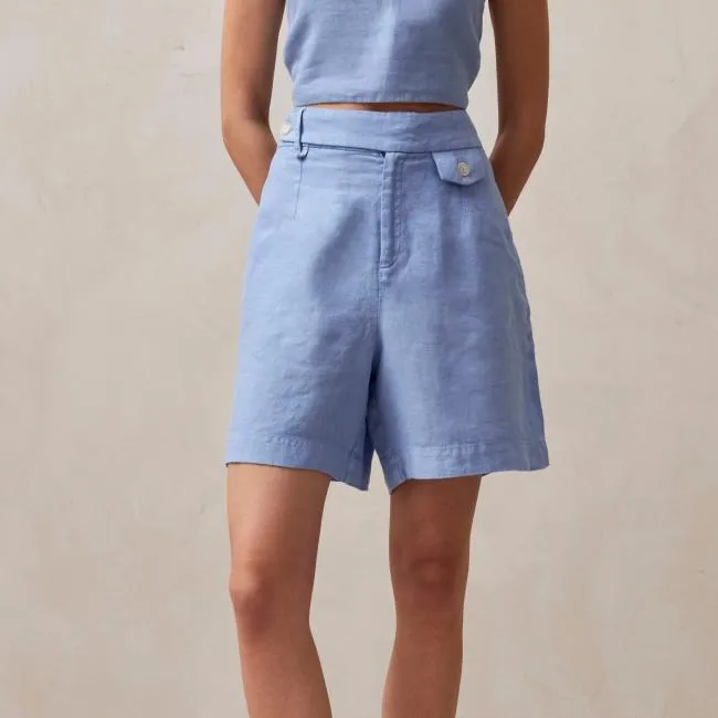 ALOHAS Pants Boa 8211 Blue Linen Shorts 8211 Women