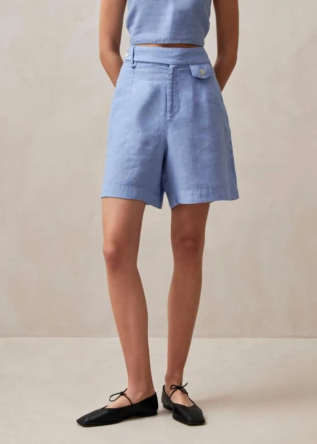 ALOHAS Pants Boa 8211 Blue Linen Shorts 8211 Women