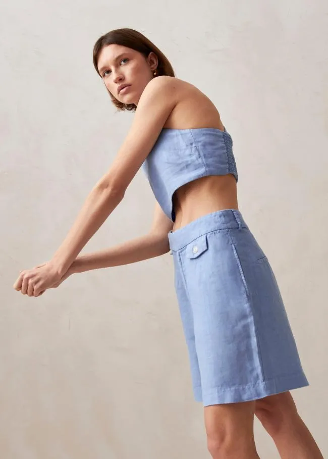 ALOHAS Pants Boa 8211 Blue Linen Shorts 8211 Women