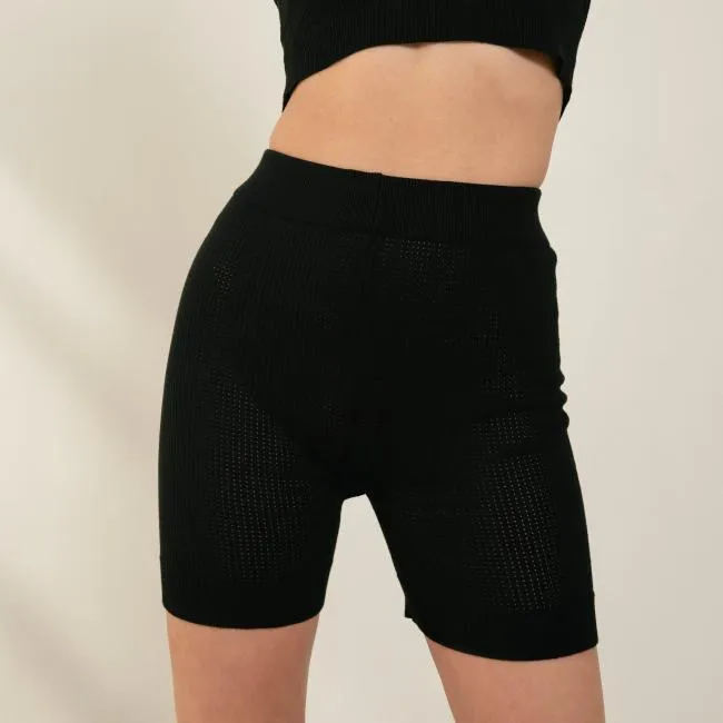 ALOHAS Pants Rookie 8211 Black Knit Shorts 8211 Women