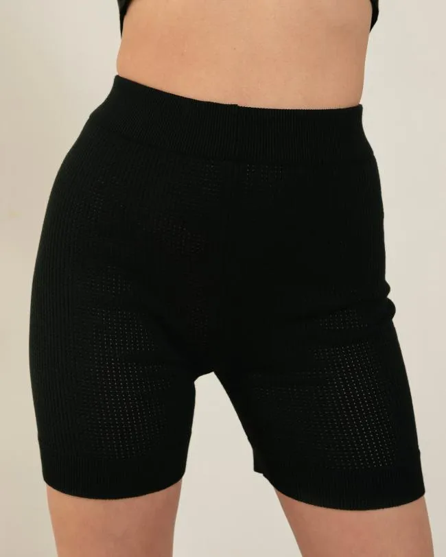 ALOHAS Pants Rookie 8211 Black Knit Shorts 8211 Women