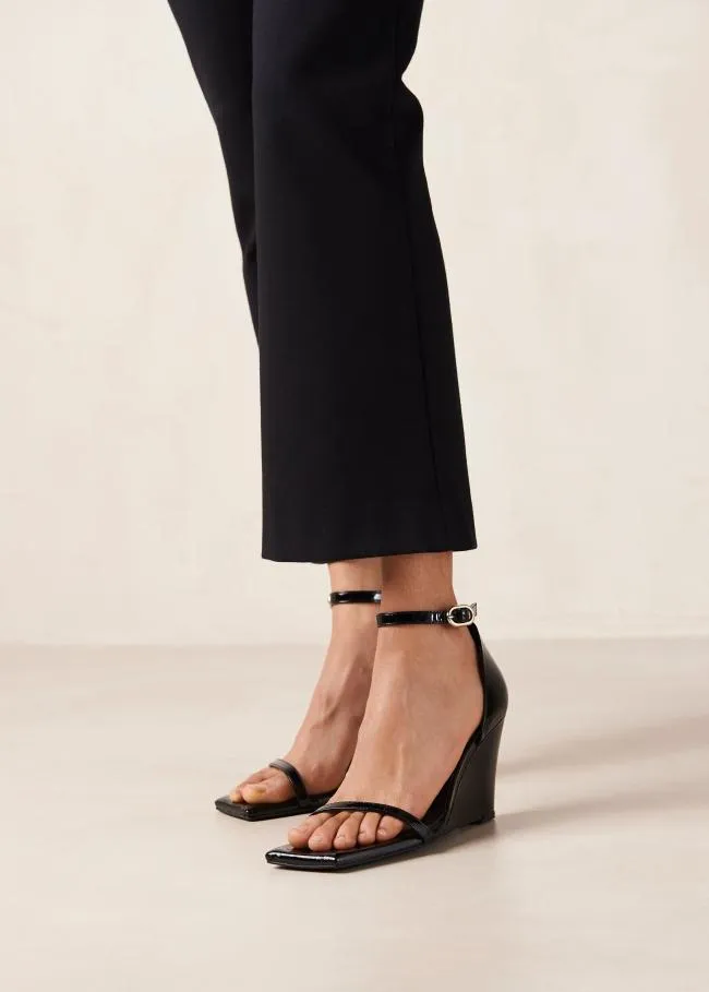 ALOHAS Sandals Gata 8211 Black Patent Wedge Sandals 8211 Women
