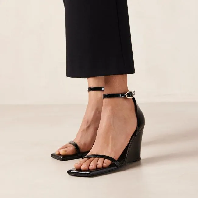 ALOHAS Sandals Gata 8211 Black Patent Wedge Sandals 8211 Women