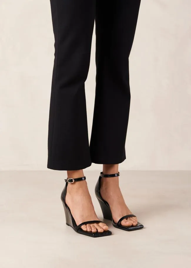 ALOHAS Sandals Gata 8211 Black Patent Wedge Sandals 8211 Women