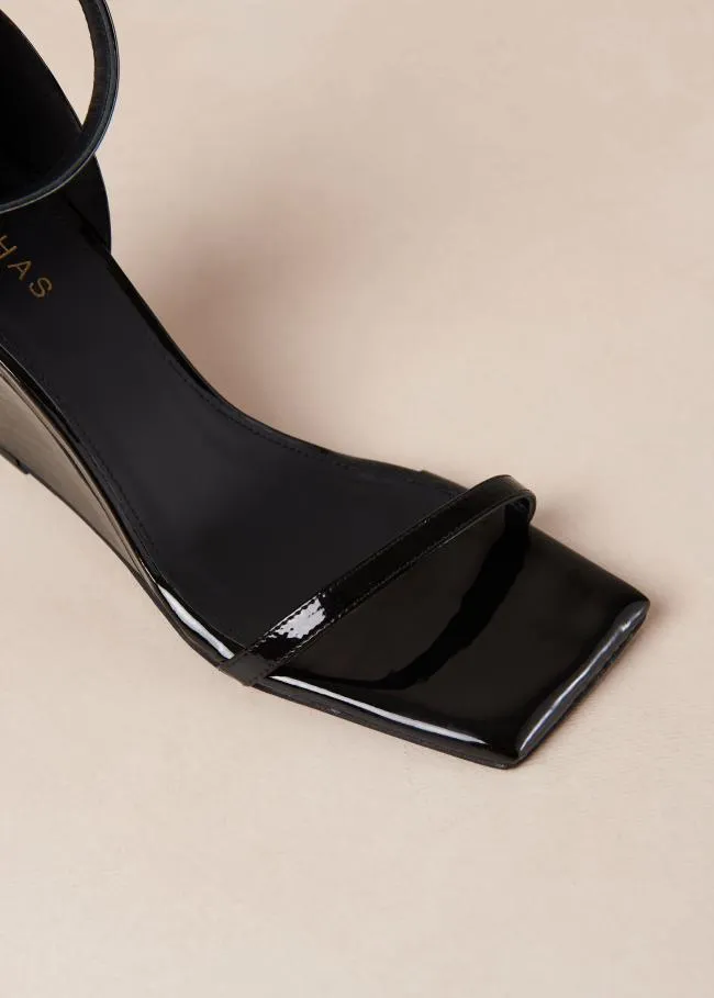 ALOHAS Sandals Gata 8211 Black Patent Wedge Sandals 8211 Women