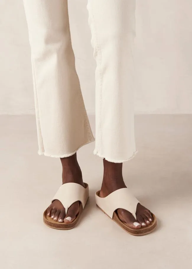 ALOHAS Sandals Ivy 8211 Cream Leather Thong Sandals 8211 Women