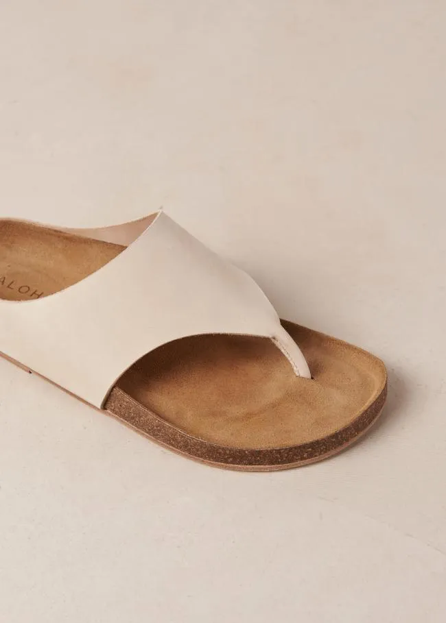 ALOHAS Sandals Ivy 8211 Cream Leather Thong Sandals 8211 Women