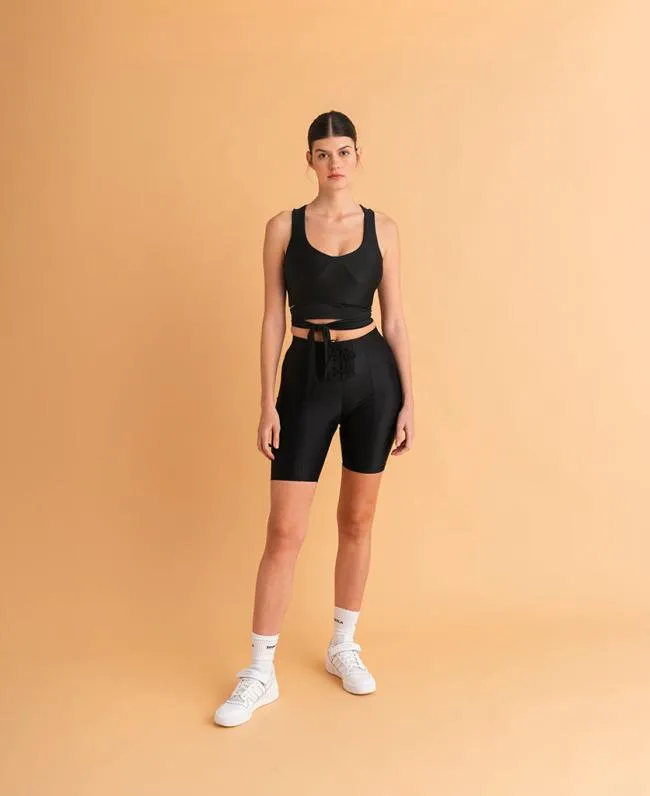ALOHAS Sportswear Petit Cross 8211 Black Shorts 8211 Women