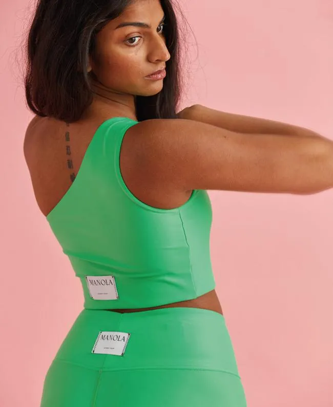 ALOHAS Sportswear Shoulder Naked 8211 Green Econyl Top 8211 Women