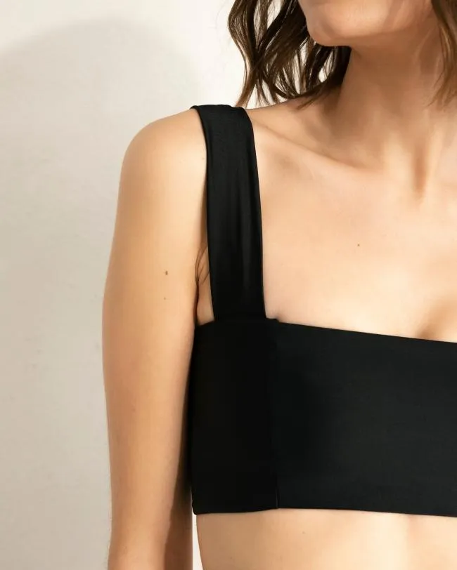 ALOHAS Swimwear The Square 8211 Black Recycled Nylon Bikini Top 8211 Women