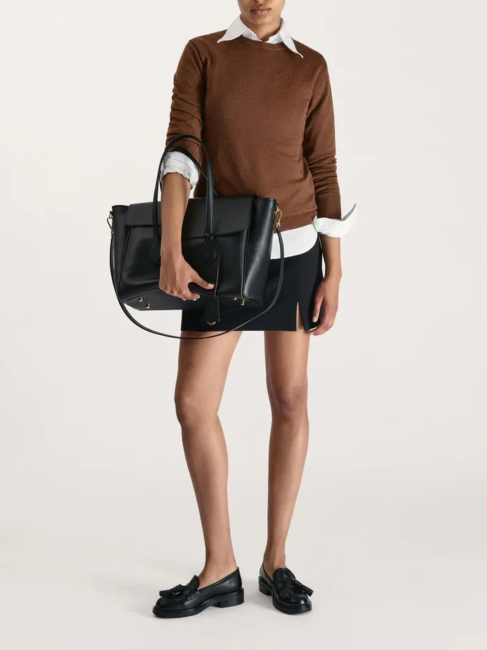 ATP Atelier Crossbody Bags Merlara Black Grained LeatherLeather Large Handbag Black 8211 Women