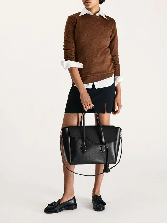 ATP Atelier Crossbody Bags Merlara Black Grained LeatherLeather Large Handbag Black 8211 Women