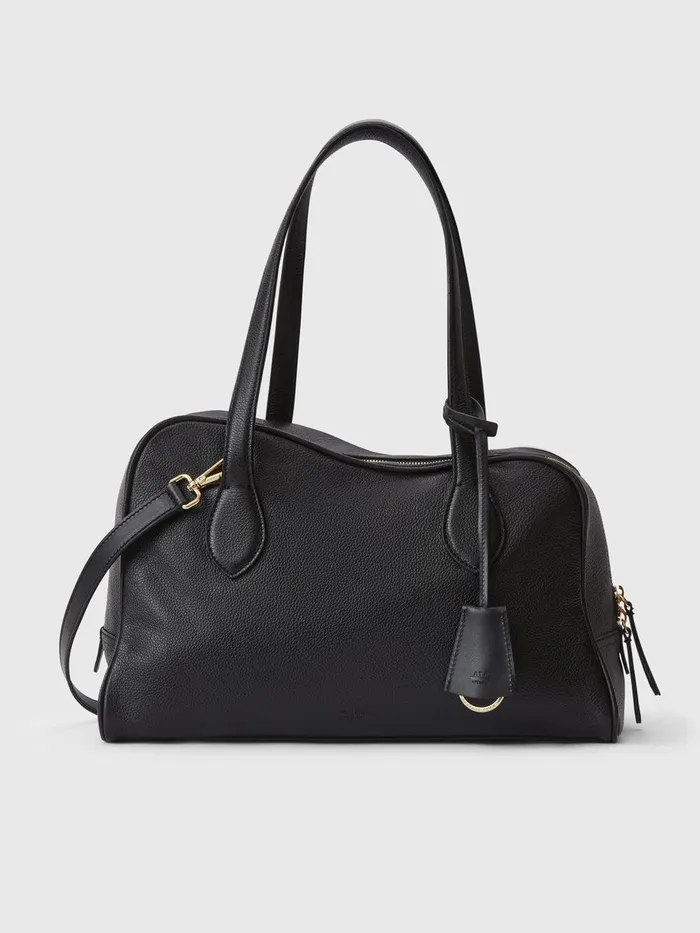 ATP Atelier Crossbody Bags Noale Black Grained Leather Top Handle Bag Black 8211 Women ATP Atelier Crossbody Bags Noale Black Grained Leather Top Handle Bag Black 8211 Women