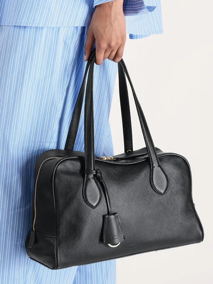 ATP Atelier Crossbody Bags Noale Black Grained Leather Top Handle Bag Black 8211 Women
