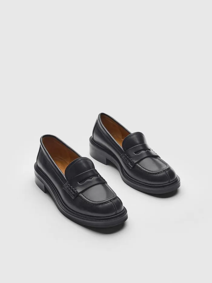 ATP Atelier Flats Albaredo Black Leather Loafers Black 8211 Women