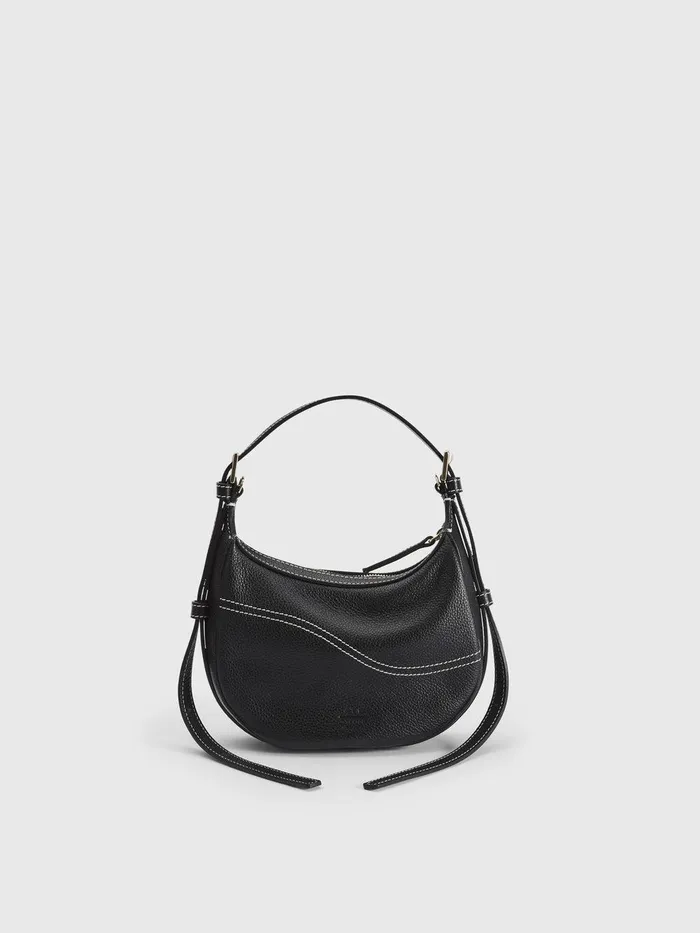 ATP Atelier Icon Bags Silea BlackContrast Stitch Grained Leather Mini Hobo Bag Blackcontrast Stitch 8211 Women ATP Atelier Icon Bags Silea BlackContrast Stitch Grained Leather Mini Hobo Bag Blackcontrast Stitch 8211 Women