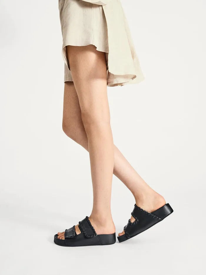 ATP Atelier Icon Shoes Furlo Stitch Black Leather Comfy Sandals Black 8211 Women