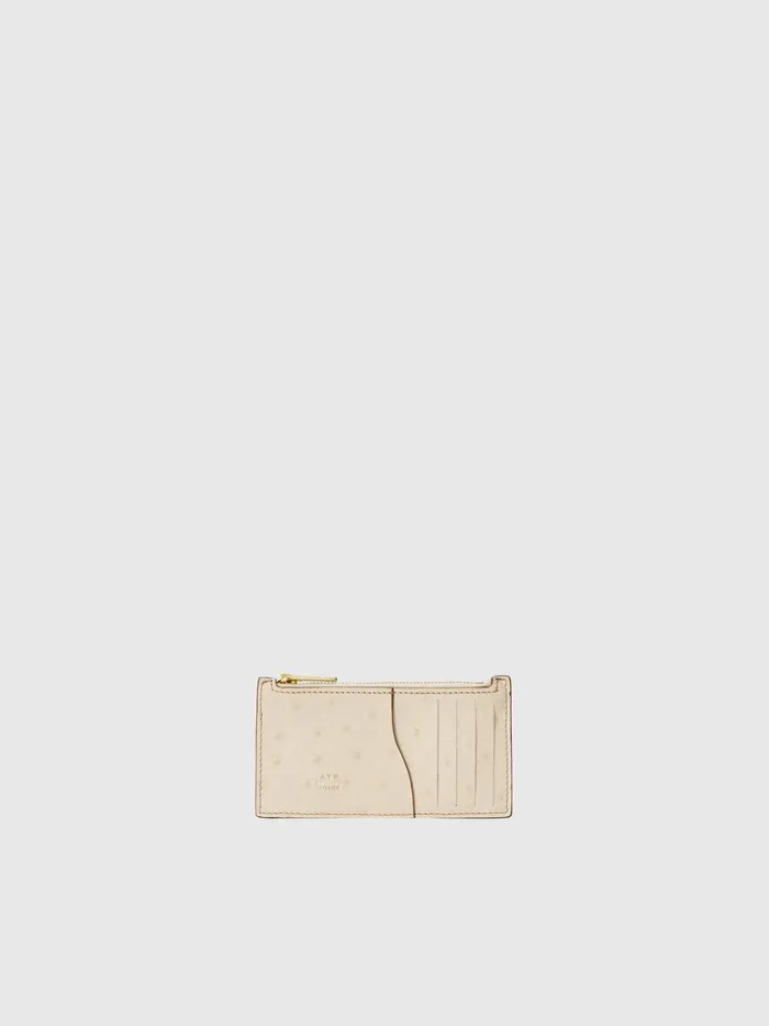 ATP Atelier Small Leather Goods Moscosi Linen Printed Ostrich Card Holder Linen 8211 Women ATP Atelier Small Leather Goods Moscosi Linen Printed Ostrich Card Holder Linen 8211 Women