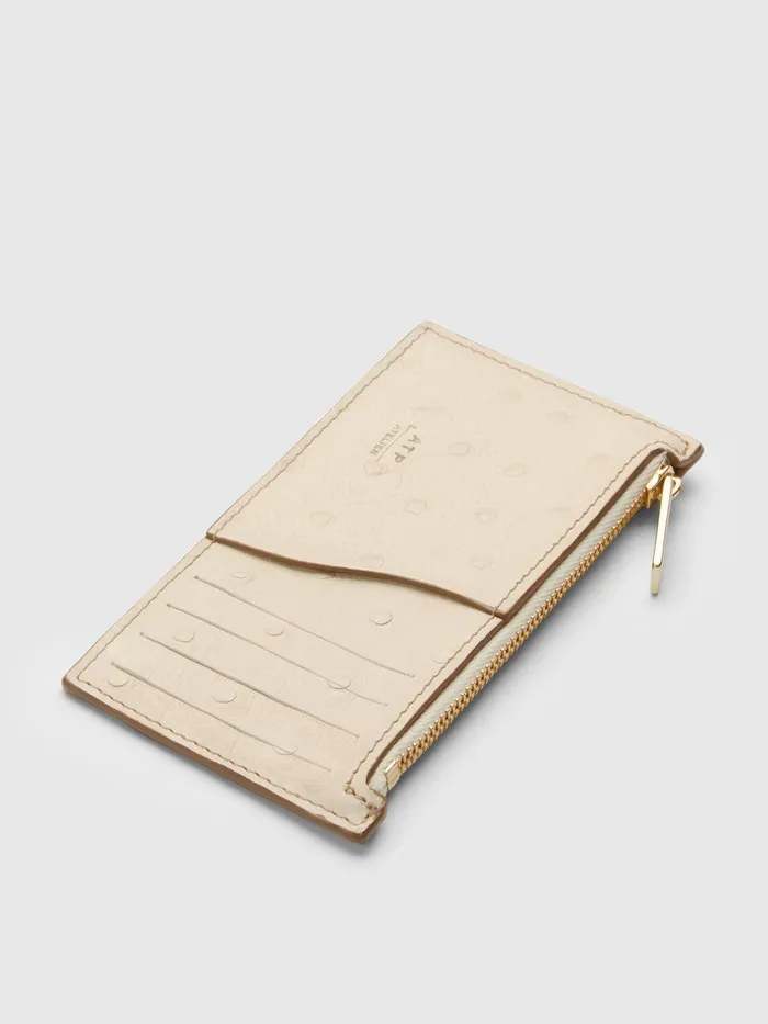 ATP Atelier Small Leather Goods Moscosi Linen Printed Ostrich Card Holder Linen 8211 Women