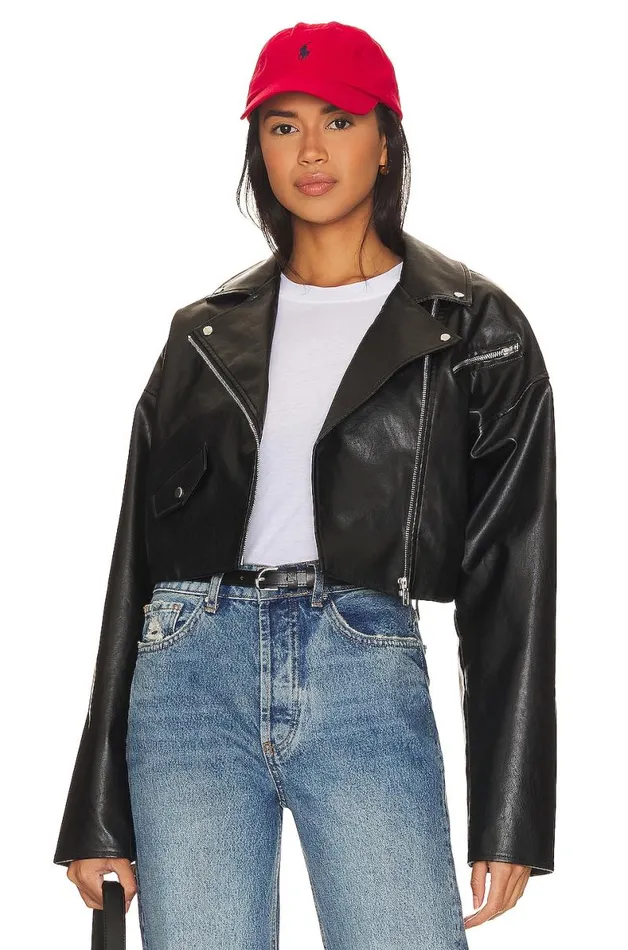 Baldwin Faux Leather Jacket Black Women Lovers and Friends Jackets and Coats