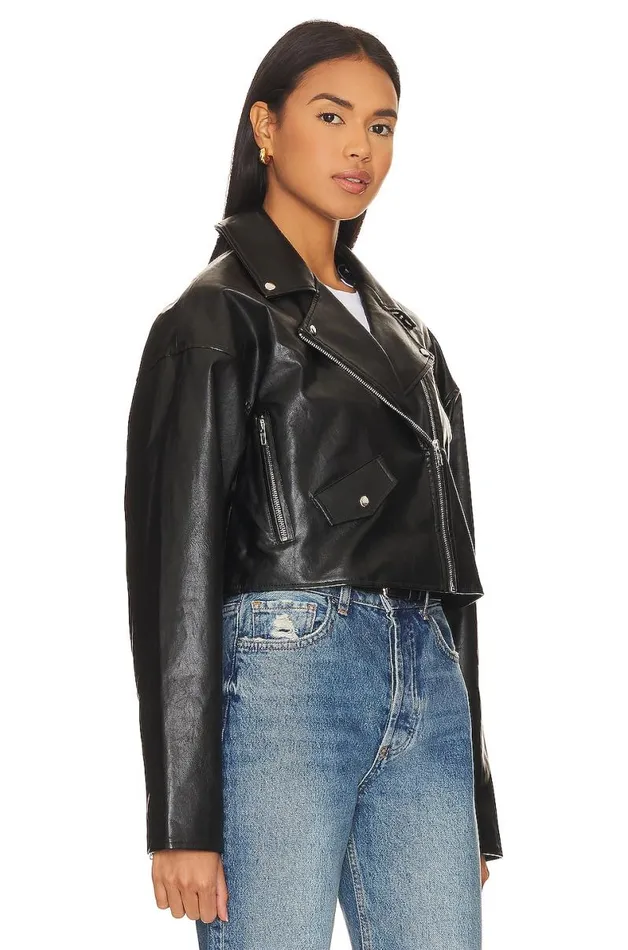Baldwin Faux Leather Jacket Black Women Lovers and Friends Jackets and Coats